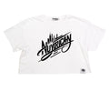 Nuyrican white Crop top black letters